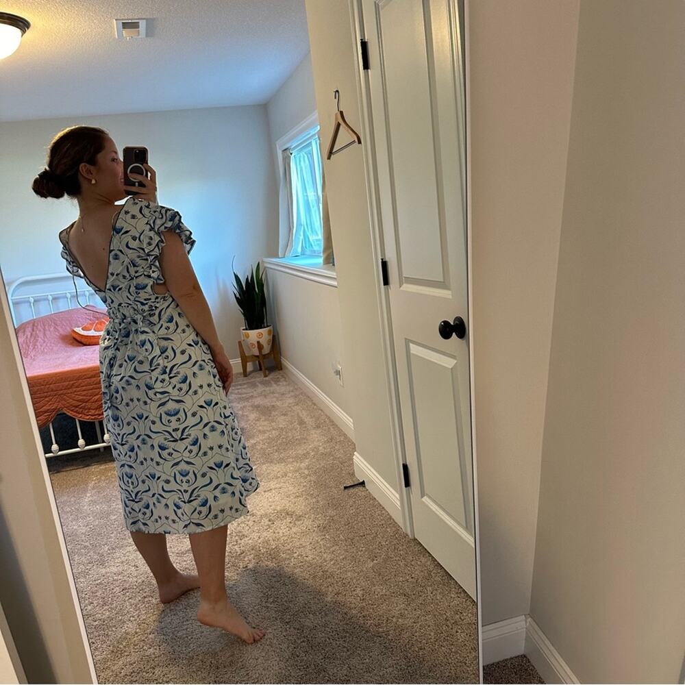Tuckernuck Monsoon & Beyond White Blue Floral Cotton Maxi Dress XS - Picture 4 of 15